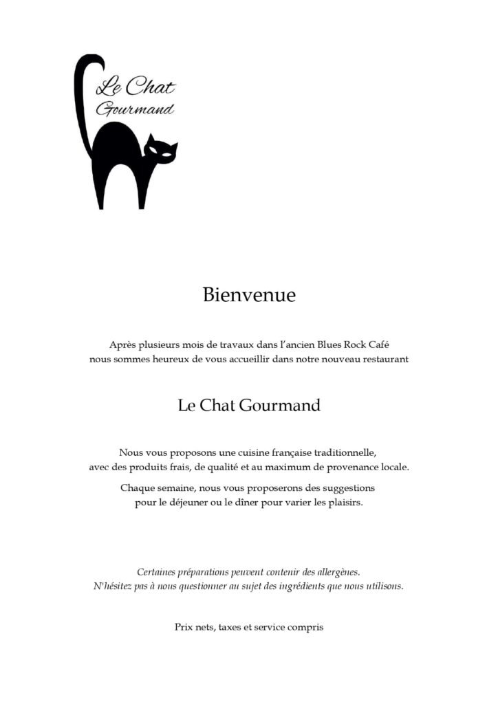 Carte le chat gourmand