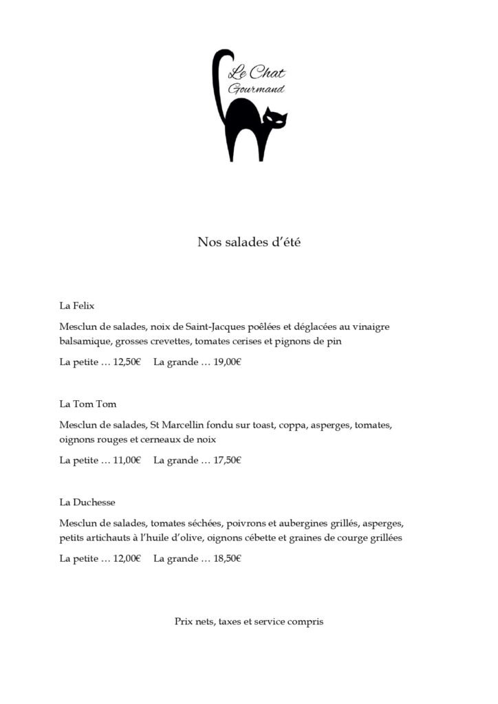 Carte le chat gourmand