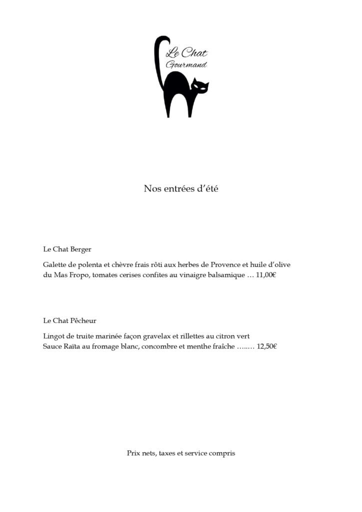Carte le chat gourmand