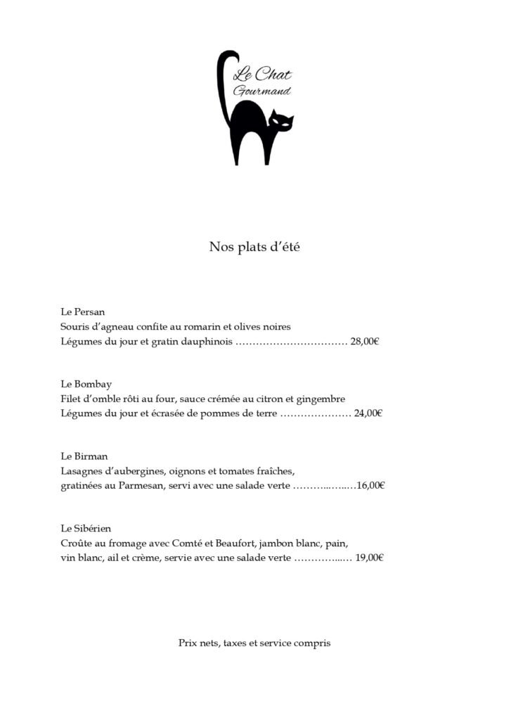 Carte le chat gourmand