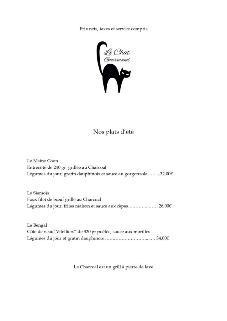 Carte le chat gourmand