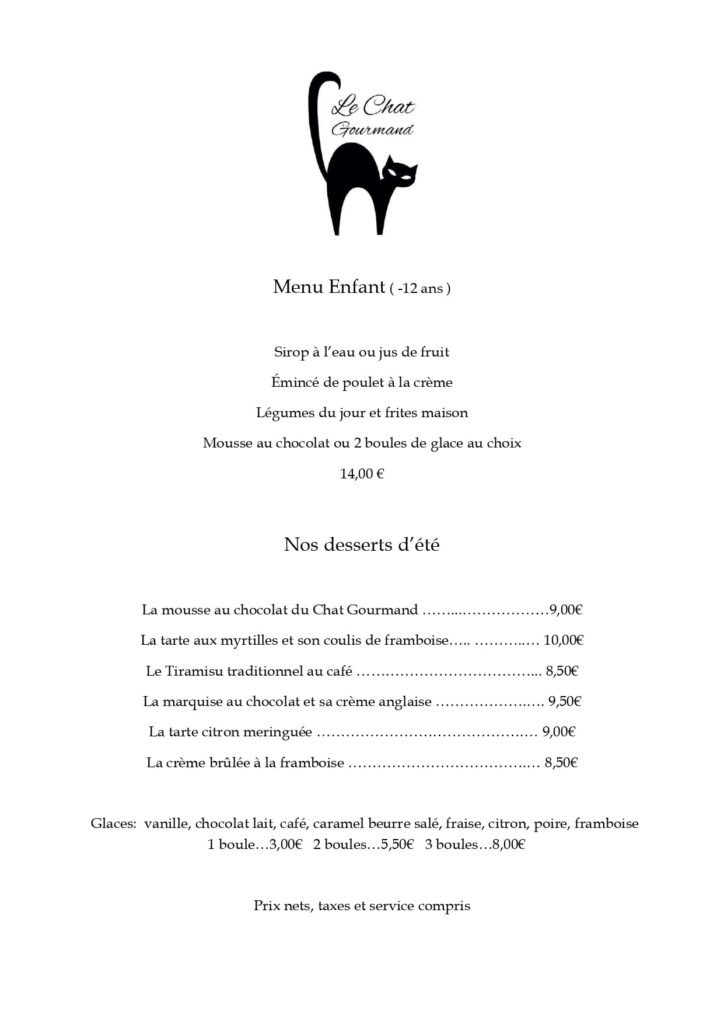 Carte le chat gourmand